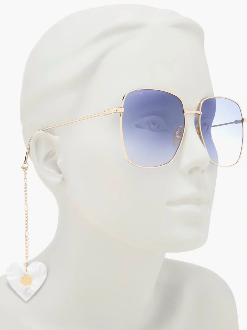Gucci Gold Metal Sunglasses with Blue Gradient Lenses